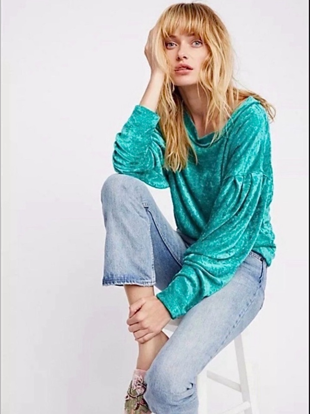 Free People Milan Crushed Velvet Oversized Sweater